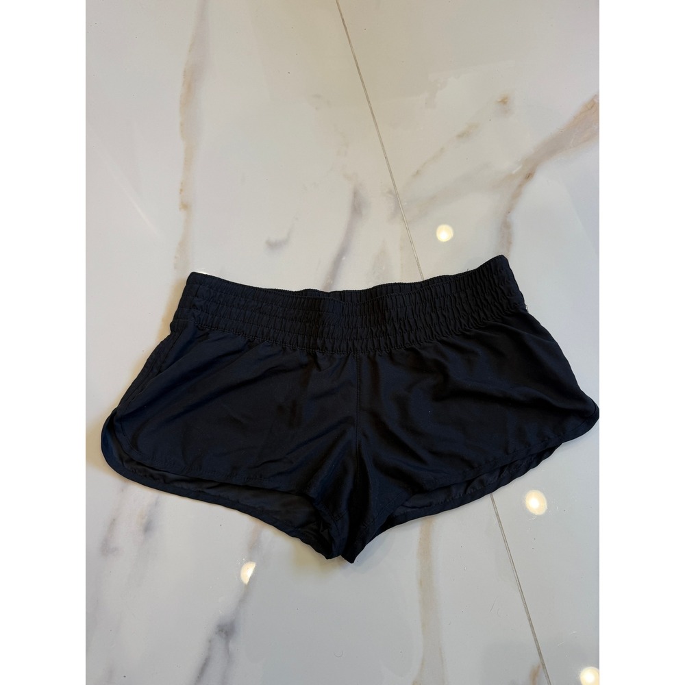 Xhilaration Womens Black Dolphin Running‎ Shorts Smocked Waist Athletic Size L